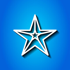 Wall Mural - Star simple icon. Flat desing. White icon with shadow on blue background.ai