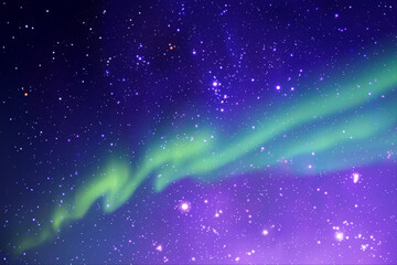 Sticker - night starry sky. milky way and northern lights. green aurora borealis