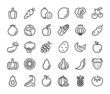 Fruits and vegetables icons set. Vector line icons, modern linear design graphic elements, outline symbols
