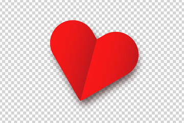 Wall Mural - vector origami red heart on the transparent background. concept of valentine's day.