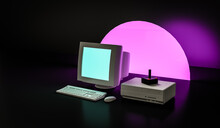 Retrogaming Computer Amiga 3d Illustration