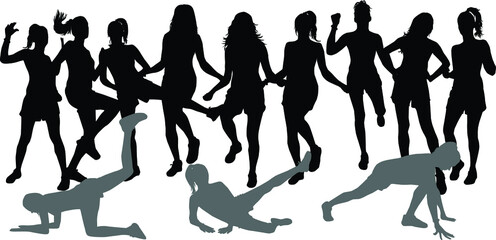 Poster - Women silhouettes on a white background.