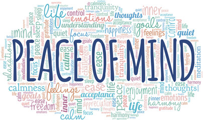Wall Mural - Peace Of Mind conceptual vector illustration word cloud isolated on white background.