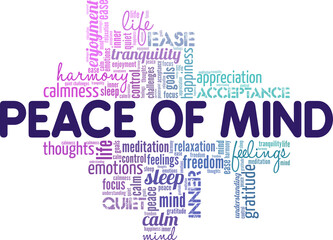 Wall Mural - Peace Of Mind conceptual vector illustration word cloud isolated on white background.
