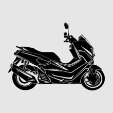 Black Modern Luxury Motorcycle Side View
