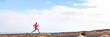 © Maridav - Athlete running man athlete on triathlon run. Hero profile view of runner on hill training hiit workout going uphill. Panoramic landscape crop background