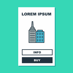 Poster - Filled outline City landscape icon isolated on turquoise background. Metropolis architecture panoramic landscape. Vector