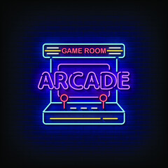 Wall Mural - Arcade Neon Signs Style Text Vector