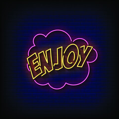 Wall Mural - Enjoy Neon Signs Style Text Vector