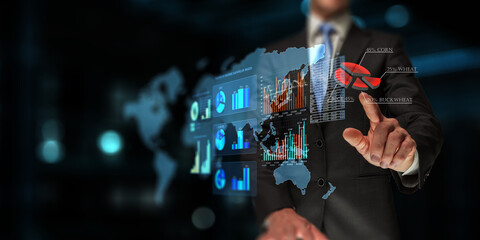 Poster - Global technologies concept . Mixed media