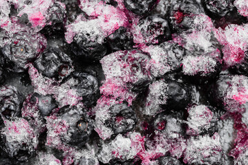 Wall Mural - Frozen blueberries. Background of frozen berries.