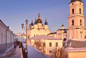 Wall Mural - Tobolsk Kremlin in winter. High bell tower, St. Sophia Assumption Cathedral