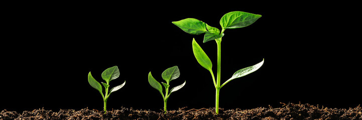 Wall Mural - Green seedling growing on the ground in the rain