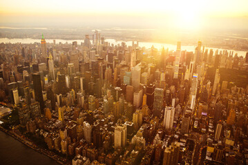 Wall Mural - helicopter view of New york city and Manhattan. Concept about buildings and landmarks