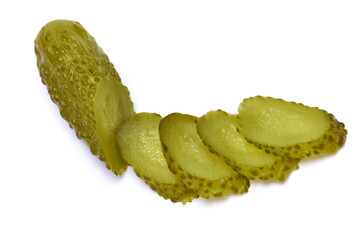 Wall Mural - Tasty Whole green cornichon isolated on a white background