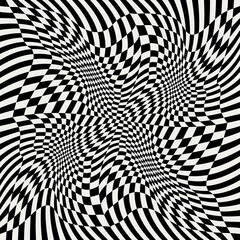 Poster - Wavy vector pattern. Black white squares. Racing simple canvas.