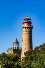 Germany, Mecklenburg-Vorpommern, Putgarten, Cape Arkona Lighthouses Standing Against Clear Sky