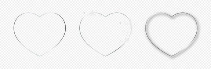Silver glowing heart shape frame