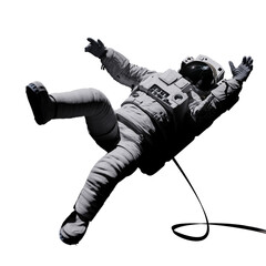 Wall Mural - astronaut in distress, space with damaged helmet isolated on white background