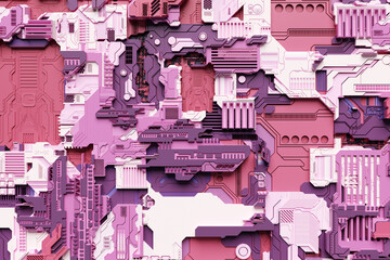 Fototapete - 3d illustration of a pattern in the form of a metal, technological plating of a spaceship or a robot. Abstract Graphics in the style of computer games. 