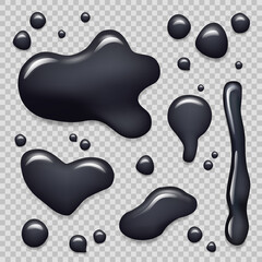 Poster - black ink. liquids dripping paint drop of petroleum oil ooz decent vector realistic templates of bla