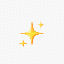 Shining Stars Emoji. Realistic Star Icon. Isolated. Vector