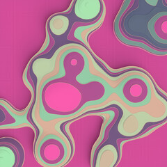 Poster - Abstract striped metaball with multicolored texture. Digital illustration. 3d rendering. Design element