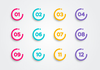 Poster - vector illustration round bullet points number 1 to 12