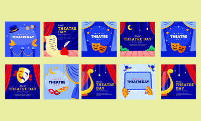 world theatre day social media post vector flat design