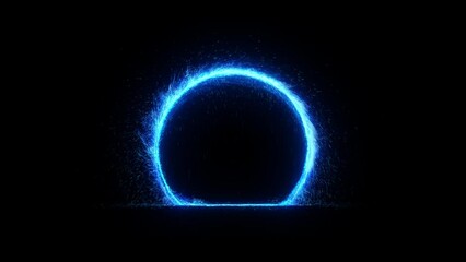 fantastic magic portal on black background. detailed uhd animation with intro and outro. blue fire r