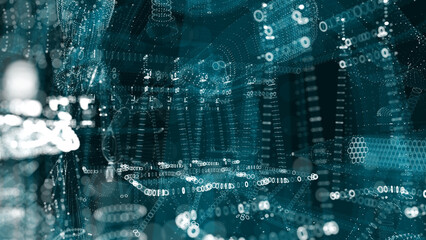 Poster - abstract technology particles mesh background