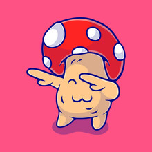 Cute Dancing Mushroom Illustration Suitable For Mascot Sticker And T-shirt Design