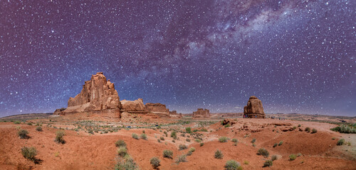 Sticker - Starry night over rock formations, Arches National Park, Utah - USA.