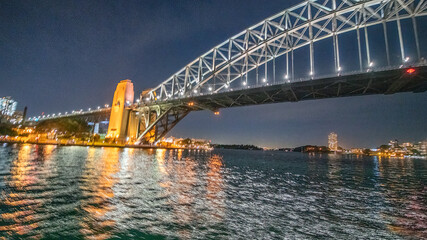 Poster - Sydeny Harbour Bridge at night, view from a moving tourist boat