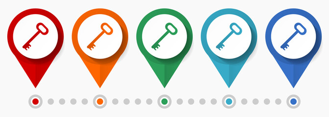 Leinwandbilder - Key concept vector icon set, flat design pointers, infographic template