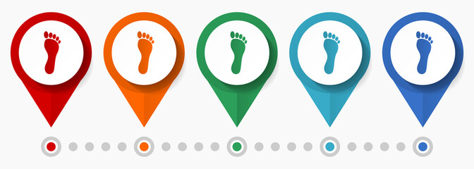 Poster - Human foot concept vector icon set, flat design pointers, infographic template