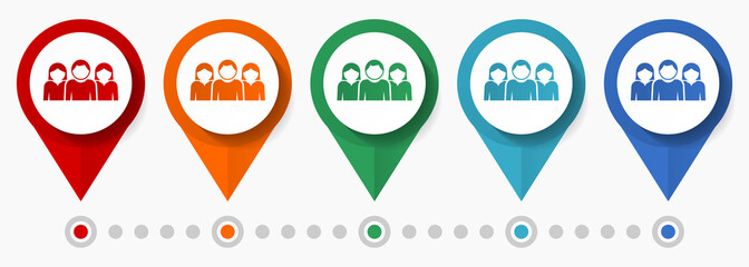 Poster - People, group, tean concept vector icon set, flat design pointers, infographic template