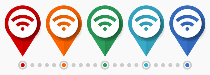 Poster - Wifi, communication concept vector icon set, flat design pointers, infographic template