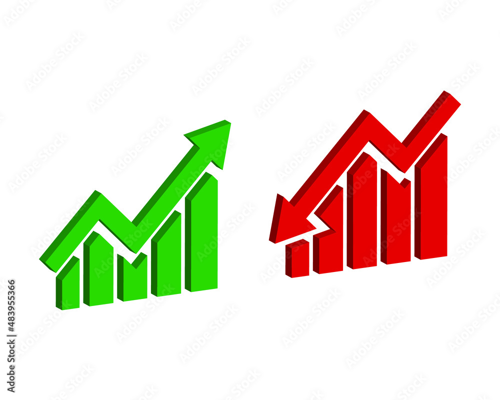 Vetor Graph going Up and Down sign with green and red arrows vector ...