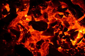 Poster - Fired up charcoal-wood mixture is suitable as a graphic resource.