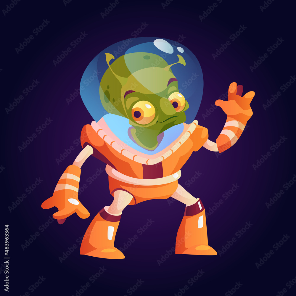 Outer space and distant galaxies dweller and creature, alien wearing ...