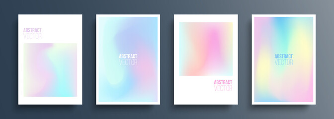 Poster - Cover templates with holographic effect. Futuristic holographic backgrounds with soft color gradient for your graphic design. Vector illustration.
