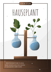 Wall Mural - plant in a vase, Houseplant in a pot. Houseplant, home garden, gardening, plant lover, houseplant store concept, greenhouse.  A4 vector illustration for poster, banner, flyer, commercial,advertising