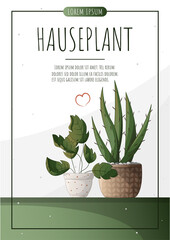 Wall Mural - Set of plants in pots. Set of houseplants. Houseplant in a pot. Houseplant, home garden, gardening, plant lover, houseplant store concept, greenhouse. A4 vector illustration for poster, banner, flyer