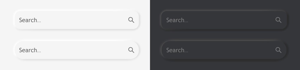 Poster - 3d search bar neumorphism. White-black ui search bar. Neumorphism interface with button. Research frames for web address, link and browser. UX with shadow. Vector