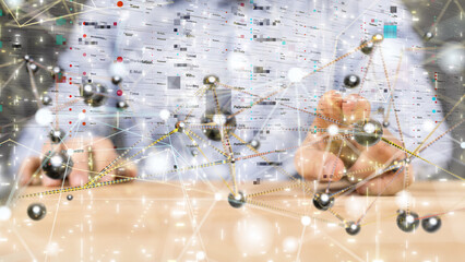Neural network 3D illustration. Big data and cybersecurity