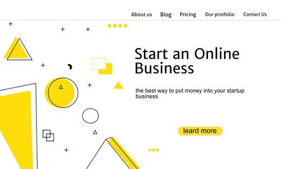 Leinwandbilder - Vector illustration concept with universal abstract shapes, text for website design and development, application, responsive, programming, seo, maintenance, banner. Landing page templates.