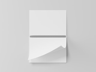 Blank spring note mockup, A realistic set of white notepad sheets