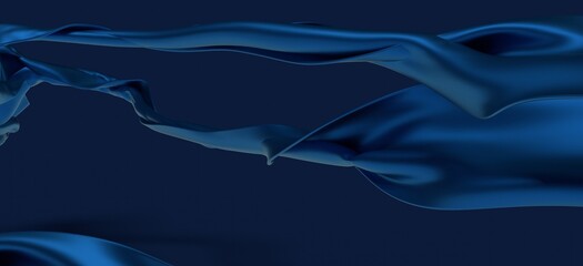 Poster - Flowing transparent Cloth Wave, blue Waving Silk Flying Textile