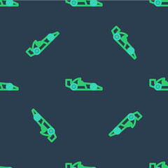 Sticker - Line Formula 1 racing car icon isolated seamless pattern on blue background. Vector